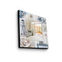 Wallity MA-033 Espejo Decorativo 50x50 cm con Marco de Madera de Pino y Tela, 30x30 cm Espejo Real